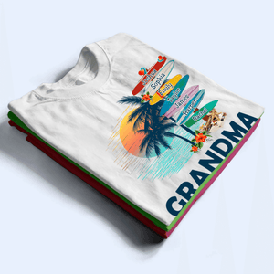 Grandma Surfboards Summer Vacation - Personalized Custom T Shirt - Summer Gift for Grandma/Nana/Mimi, Mom, Wife, Grandparent - Suzitee Store