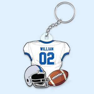 American Football Jersey Personalized Acrylic Keychain - Gift For Gift for Football Player, Football Lover, Son/Daughter, Grandkids