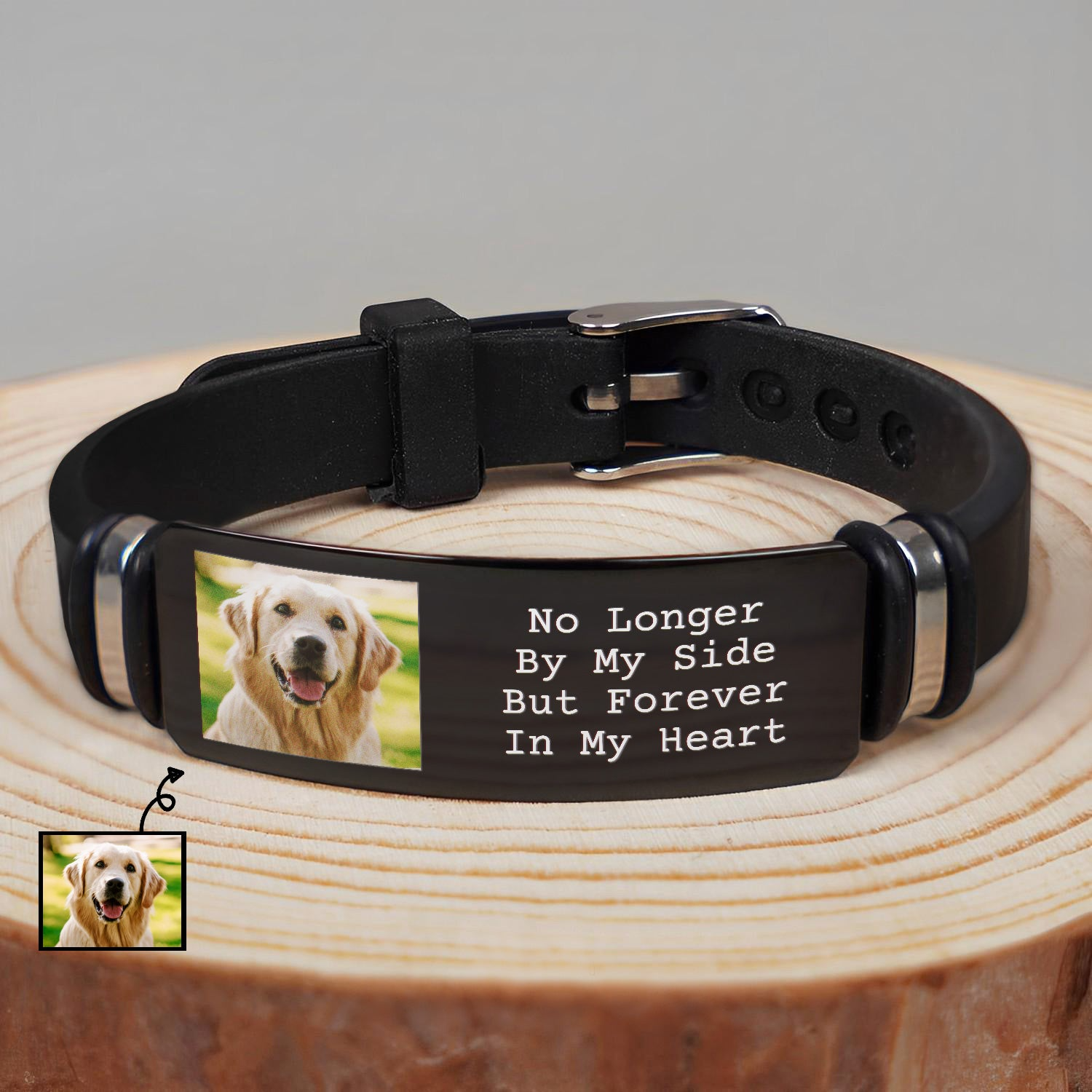 Custom Photo Forever In My Heart - Personalized Bracelet - Memorial Gift For Dog Lovers, Cat Lovers, Pet Lovers