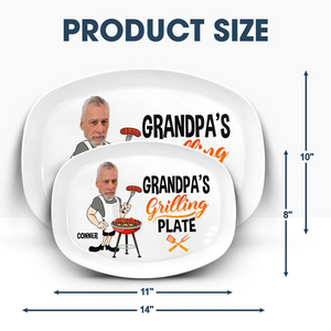 Custom Photo Daddy's Grilling Plate - Personalized Platter - Gift for Dad, Papa, Grandpa, Daddy, Dada