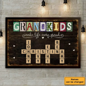 Grandkids Make Life More Grand Crossword - Personalized Poster/Canvas - Gift for Grandma, Nana, Grandparent