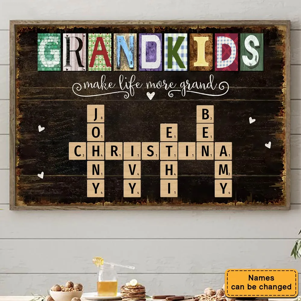 Grandkids Make Life More Grand Crossword - Personalized Poster/Canvas - Gift for Grandma, Nana, Grandparent