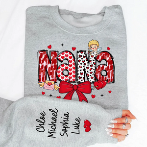 Grandma Valentine Personalized Sleeve Printed Sweatshirt - Gift for Mom, Grandma, Nana, Grandparent