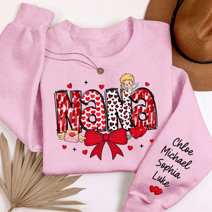 Grandma Valentine Personalized Sleeve Printed Sweatshirt - Gift for Mom, Grandma, Nana, Grandparent