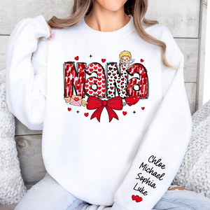 Grandma Valentine Personalized Sleeve Printed Sweatshirt - Gift for Mom, Grandma, Nana, Grandparent