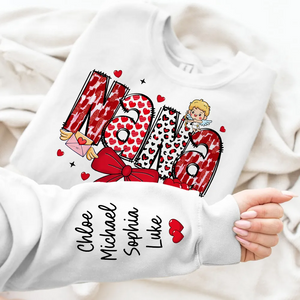 Grandma Valentine Personalized Sleeve Printed Sweatshirt - Gift for Mom, Grandma, Nana, Grandparent