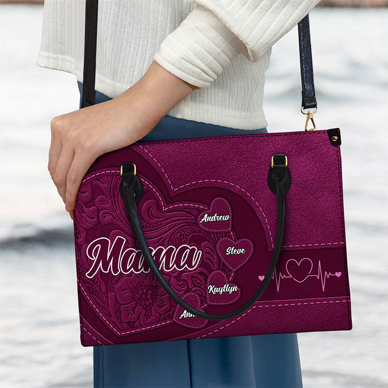 Custom Handbag with Kid's Name/little Sweethearts – Personalized Leather Gift for Mom, Wife, or Grandma | Birthday, Mother's Day or any occasion