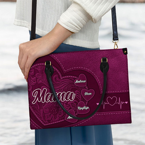 Custom Handbag with Kid's Name/little Sweethearts – Personalized Leather Gift for Mom, Wife, or Grandma | Birthday, Mother's Day or Any Occasion