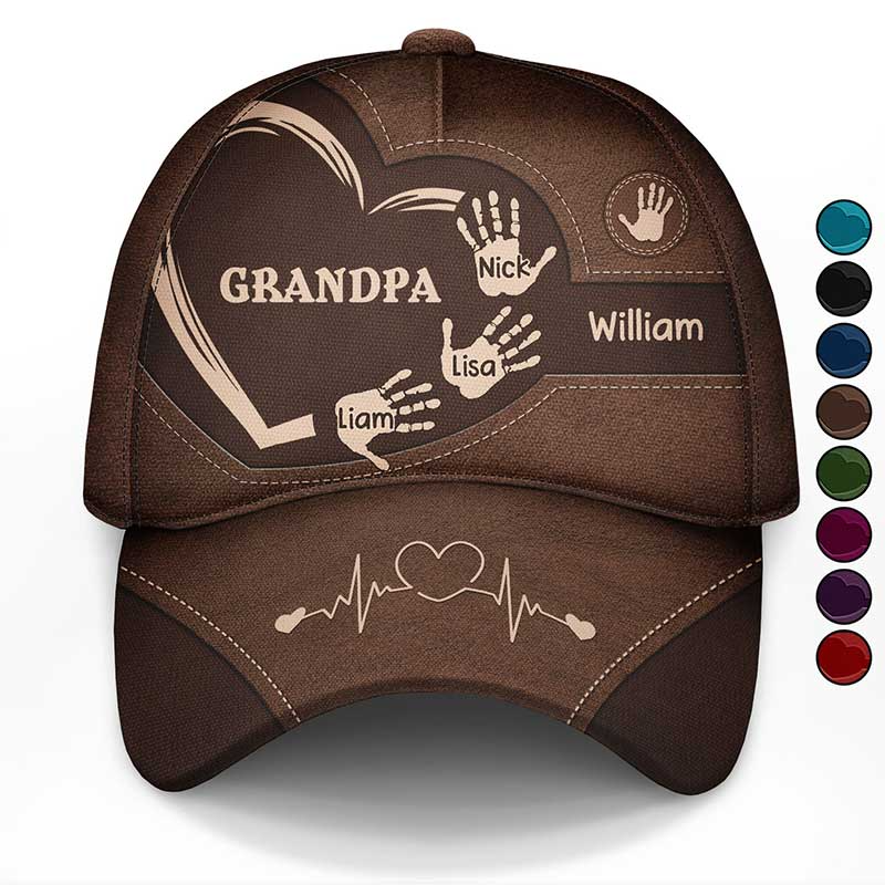 Grandpa Dad Kids Handprints - Personalized Classic Cap - Father's Day Gift for Dad, Papa, Grandpa, Daddy, Dada