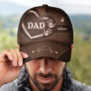 Grandpa Dad Kids Handprints - Personalized Classic Cap - Father's Day Gift for Dad, Papa, Grandpa, Daddy, Dada