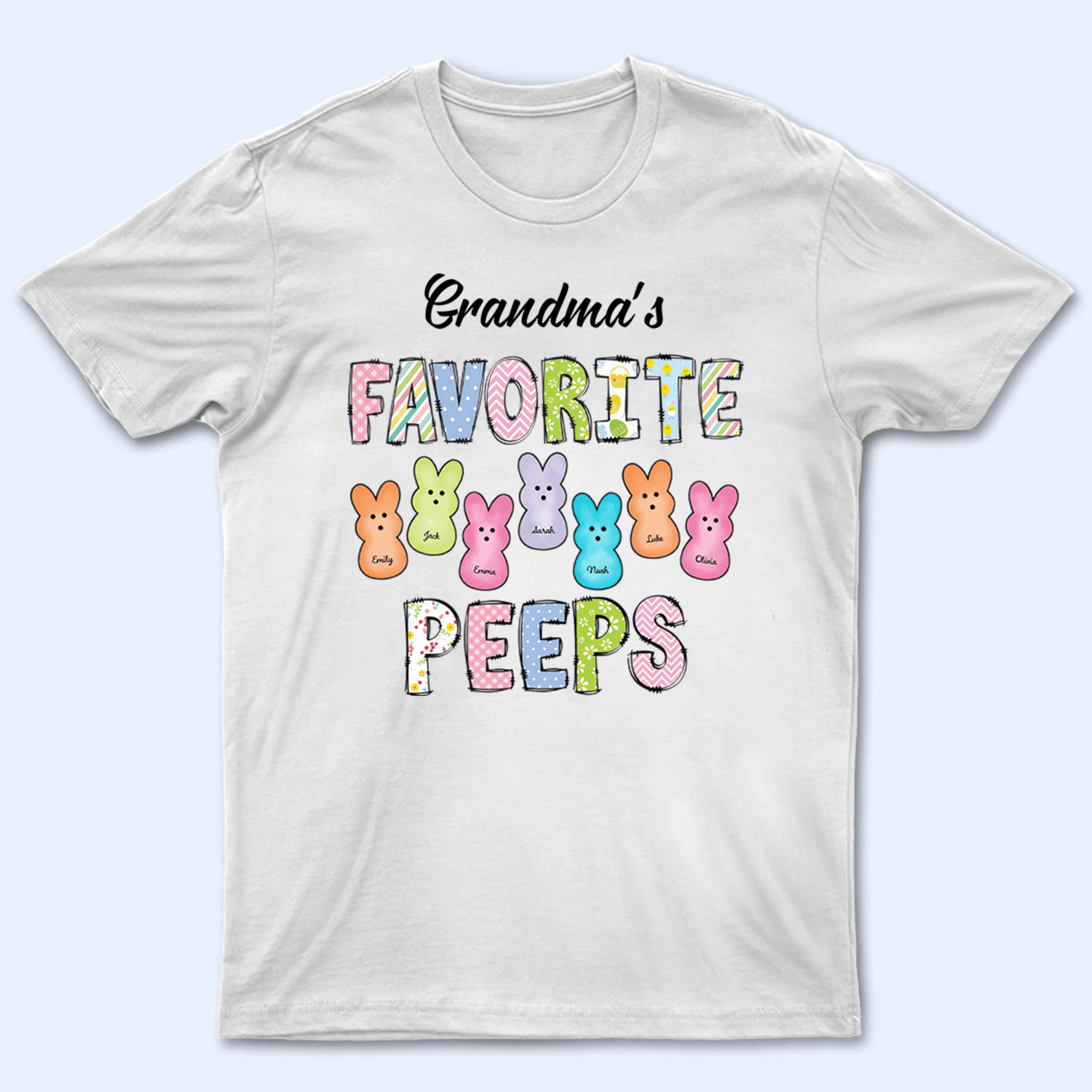 Grandma's Favorite Bunnies Easter - Personalized Custom T Shirt - Easter, Birthday, Loving, Funny Gift for Grandma/Nana/Mimi, Mom, Wife, Grandparent - Suzitee Store