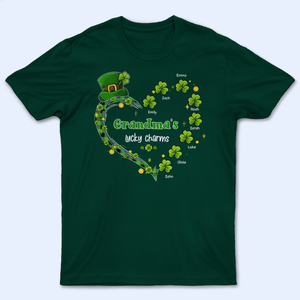 Grandma's Lucky Charms Shamrock St. Patrick's Day - Personalized Custom T Shirt - St. Patrick's Day, Birthday, Loving, Funny Gift for Grandma/Nana/Mimi, Mom, Wife, Grandparent - Suzitee Store