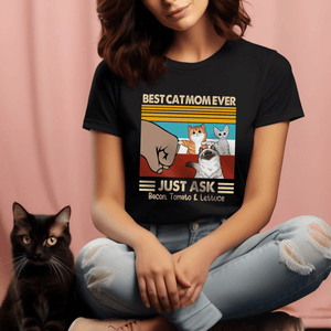 Best Cat Mom Ever Fist bump - Custom T Shirt - Personalized Gifts for Cat Lover & Owner, Cat Dad, Mom, Friend, Her | Birthday