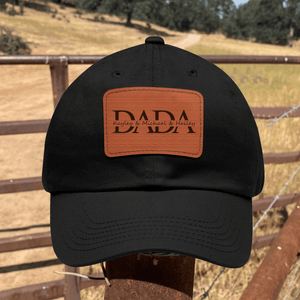 Custom Kids Name Dad Hat for Dadas - Personalized Leather Patch Hat, Dad and Kids Trucker Hat - Father's Day Gift for Dad, Papa, Grandpa, Daddy, Dada