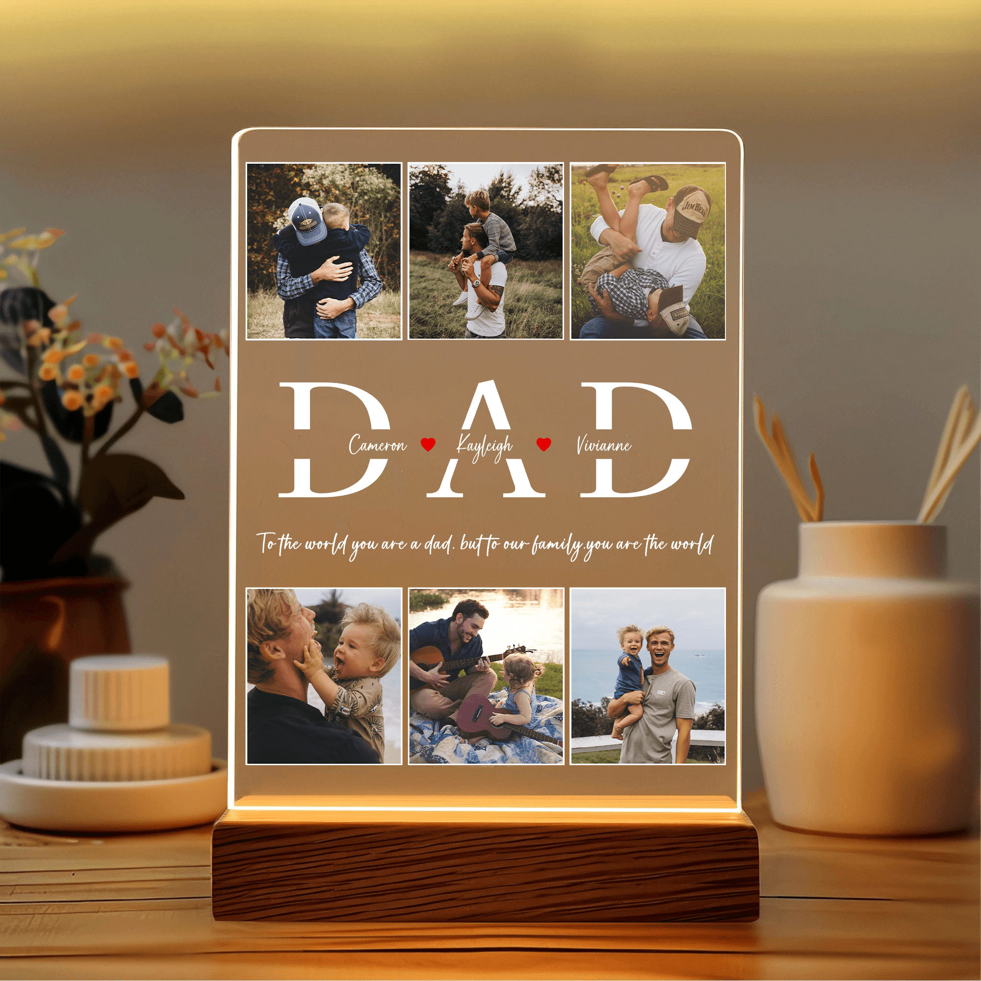 Custom Photo DAD LED Night Light - Acrylic Plaque Led Lamp - Personalized Gift for Dad - Father's Day Gift - Suzitee Store