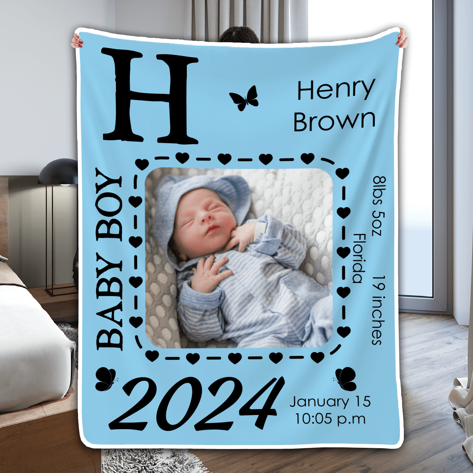 Personalized Blanket For Newborn Baby | Personalized Gift For Baby Girl, Baby Boy, Granddaughters, Grandsons, Daughters, Sons | Blanket - Suzitee Store