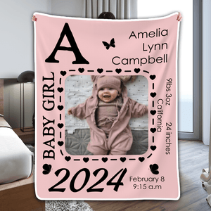 Personalized Blanket For Newborn Baby | Personalized Gift For Baby Girl, Baby Boy, Granddaughters, Grandsons, Daughters, Sons | Blanket - Suzitee Store