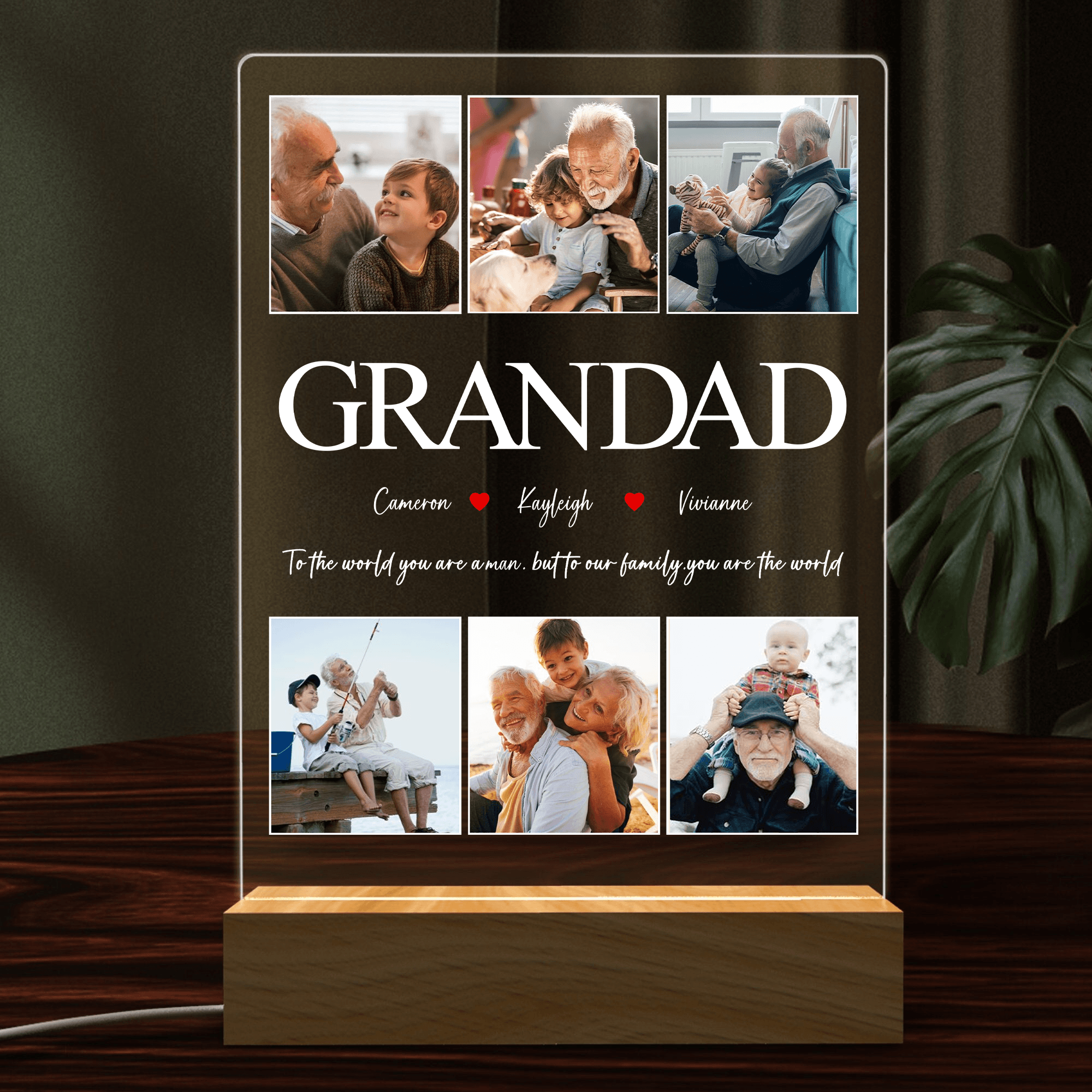 Best Grandad Ever - Custom Photo GRANDAD LED Night Light - Personalized Father's Day Gift for Dad, Papa, Grandpa, Daddy, Dada