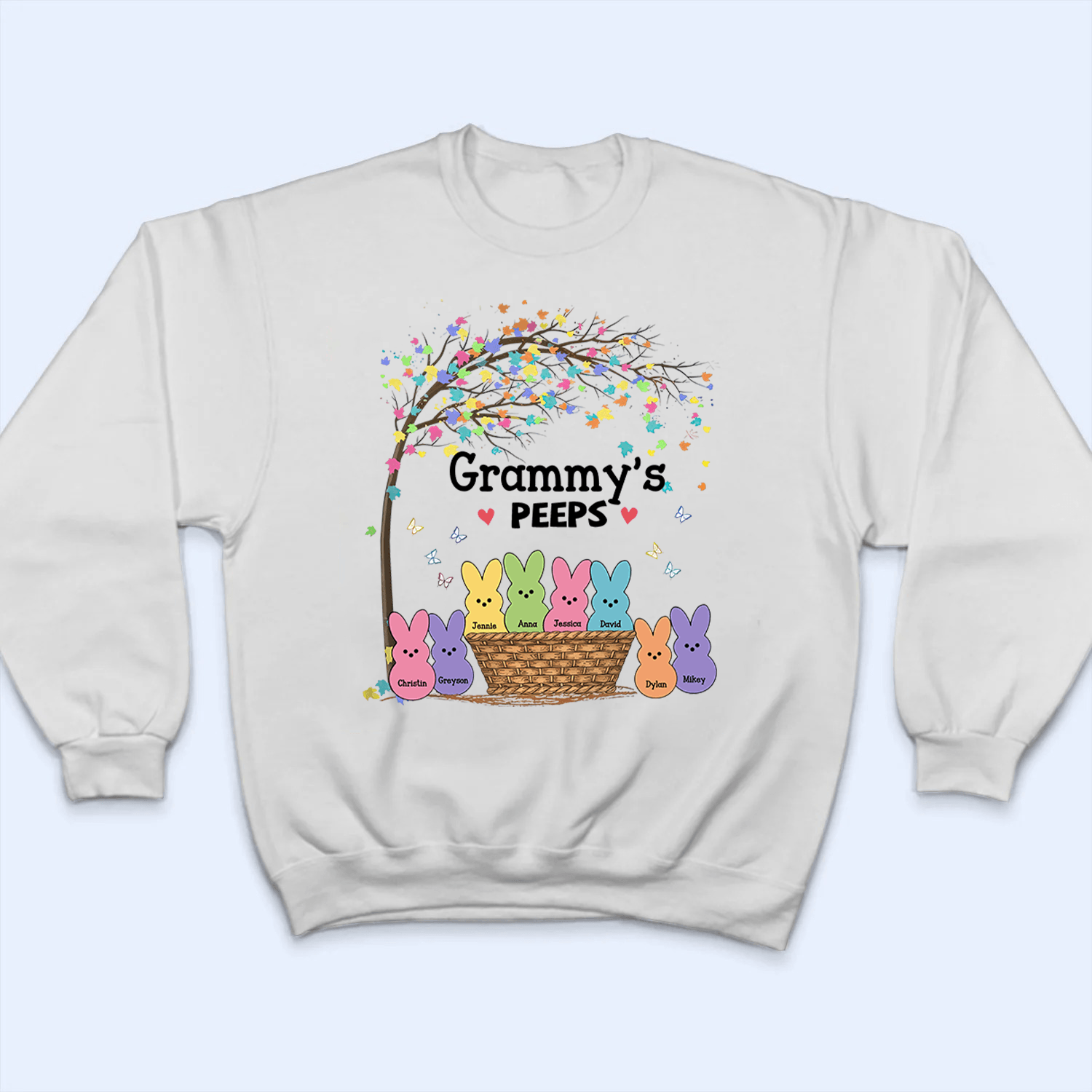 Grandma's Bunnies in a Basket - Personalized Custom T Shirt - Easter, Birthday, Loving, Funny Gift for Grandma/Nana/Mimi, Mom, Wife, Grandparent - Suzitee Store