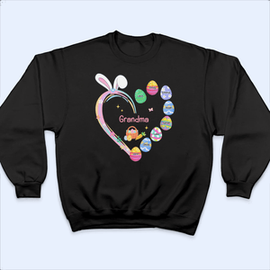 Grandma Easter Heart With Grandkids Bunny - Personalized Custom T Shirt - Easter, Birthday, Loving, Funny Gift for Grandma/Nana/Mimi, Mom, Wife, Grandparent - Suzitee Store