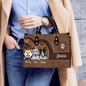 Dog Colorful Personalized Dog Leather Bag, Gift For Dog Lovers, Dog Mom, Dog Dad, Dog Owner Gift, Birthday Gift, Custom Dog Leather Handbag - Suzitee Store