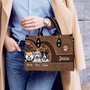 Dog & Cat Personalized Leather Handbag - Personalized Gift for Dog/Cat Lovers, Dog/Cat Mom, Pet Lovers