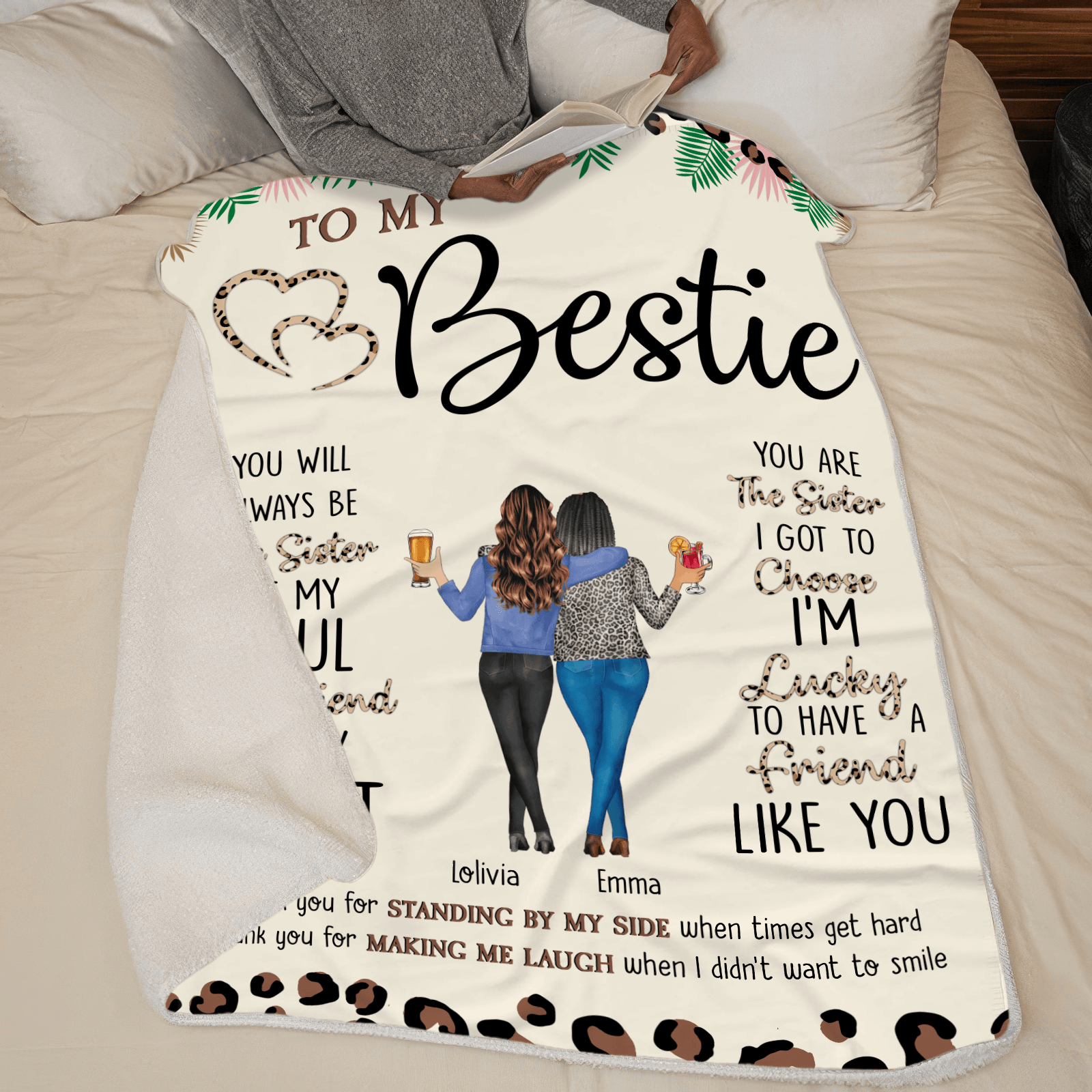 To My Bestie Thank You For Standing By My Side Friendship Personalized Custom Blanket Personalized Gift For Her Besties Friends Sister Soul