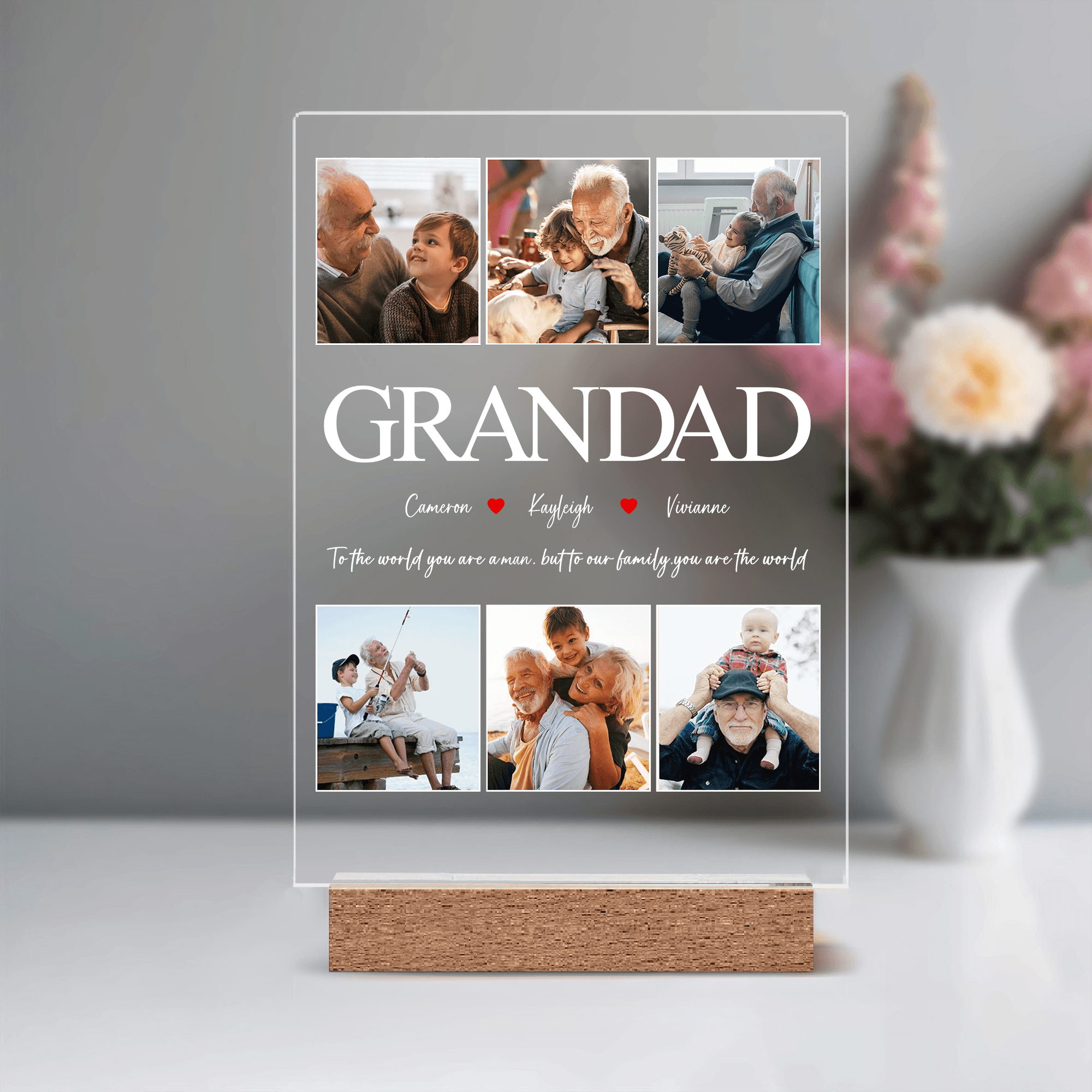 Best Grandad Ever - Custom Photo GRANDAD LED Night Light - Personalized Father's Day Gift for Dad, Papa, Grandpa, Daddy, Dada