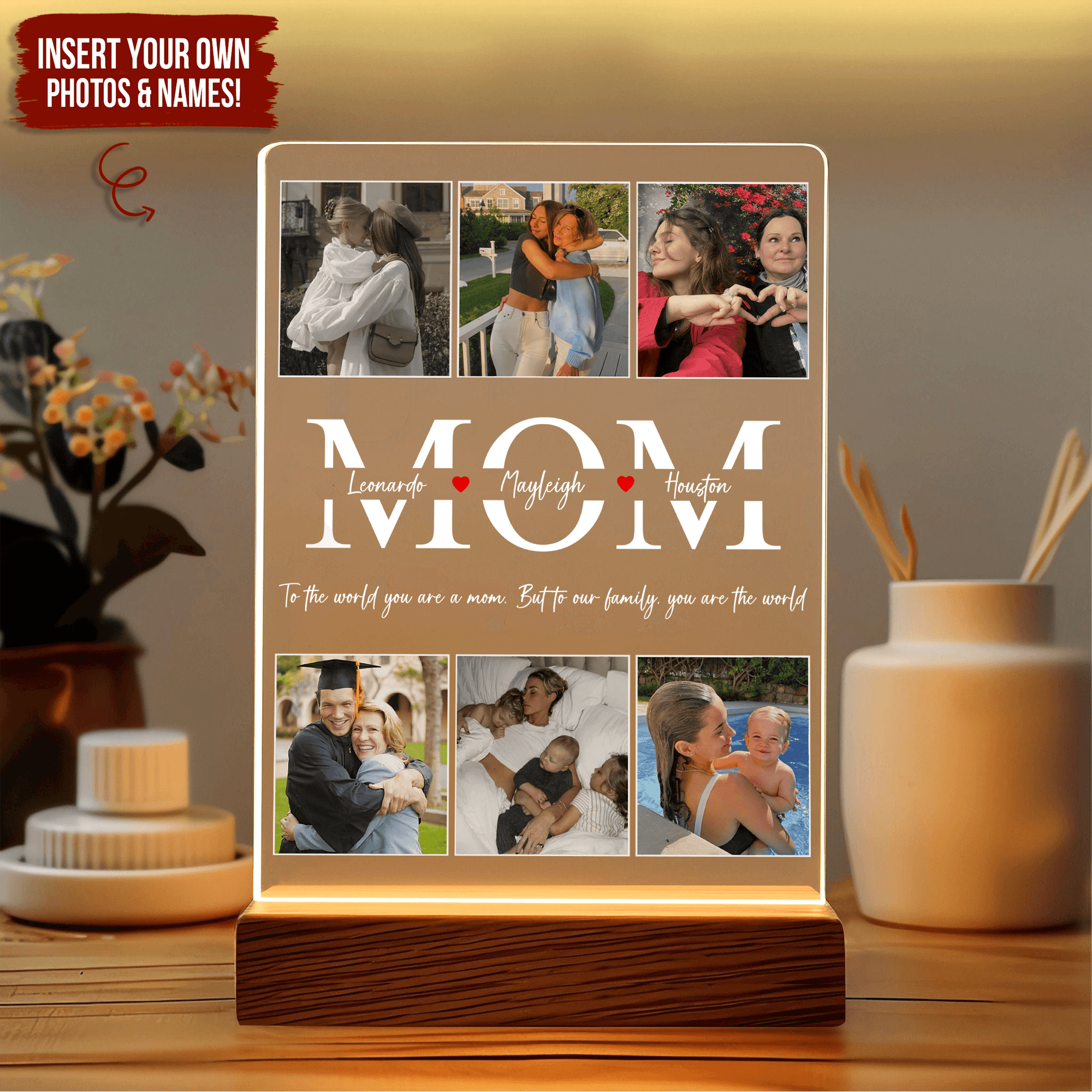 Best Mom Ever - Custom Photo LED Night Light - Personalized Mother's Day Gift for Mom, Mommy, Mother, Stepmom | Birthday, Anniversary Gifts for Her