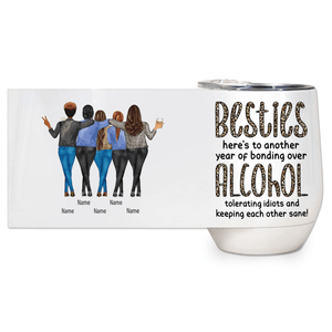 Thank You For Standing By My Side Friendship - Personalized Custom 12oz Wine Tumbler - Personalized Gift For Her, Besties, Friends, Sister, Soul Sisters - Suzitee Store