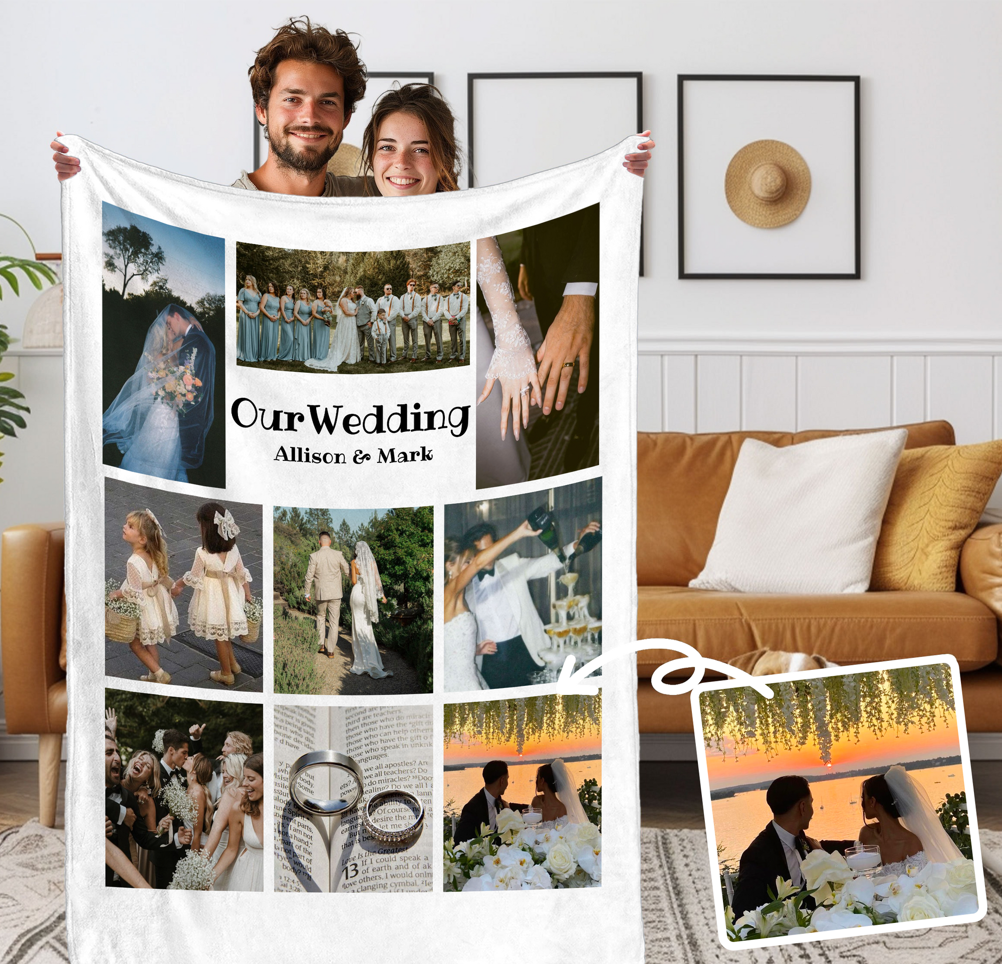 Custom Photo Blanket - All Customizable Blanket| Personalized Gift for Family Members, Grandma, Couples, Family, Anniversary