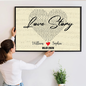 Custom Heart Shaped Song Lyrics - Personalized Poster/Canvas Print - Gift For Her/Him, Husband/Wife, Couples on Anniversary, Valentine's Day