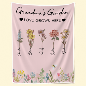 Mom/Grandma's Garden Birth Month Flower - Personalized Custom Blanket - Gift Ideas For Mom, Grandma