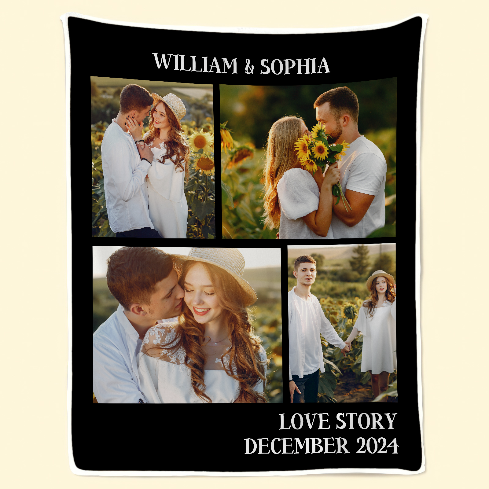 Custom Photo Frame Couple Our Love Story - Personalized Custom Blanket - Gift For Her/Him, Husband/Wife, Couples on Anniversary, Valentine's Day