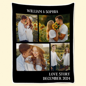 Custom Photo Frame Couple Our Love Story - Personalized Custom Blanket - Gift For Her/Him, Husband/Wife, Couples on Anniversary, Valentine's Day