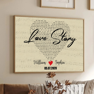 Custom Heart Shaped Song Lyrics - Personalized Poster/Canvas Print - Gift For Her/Him, Husband/Wife, Couples on Anniversary, Valentine's Day