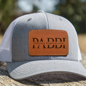 Custom Kids Name Dad Hat for PABBI - Personalized Leather Patch Hat, Dad and Kids Trucker Hat - Father's Day & Summer Gift for Dad, Papa, Grandpa