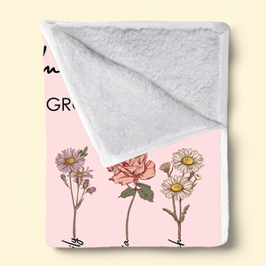 Mom/Grandma's Garden Birth Month Flower - Personalized Custom Blanket - Gift Ideas For Mom, Grandma