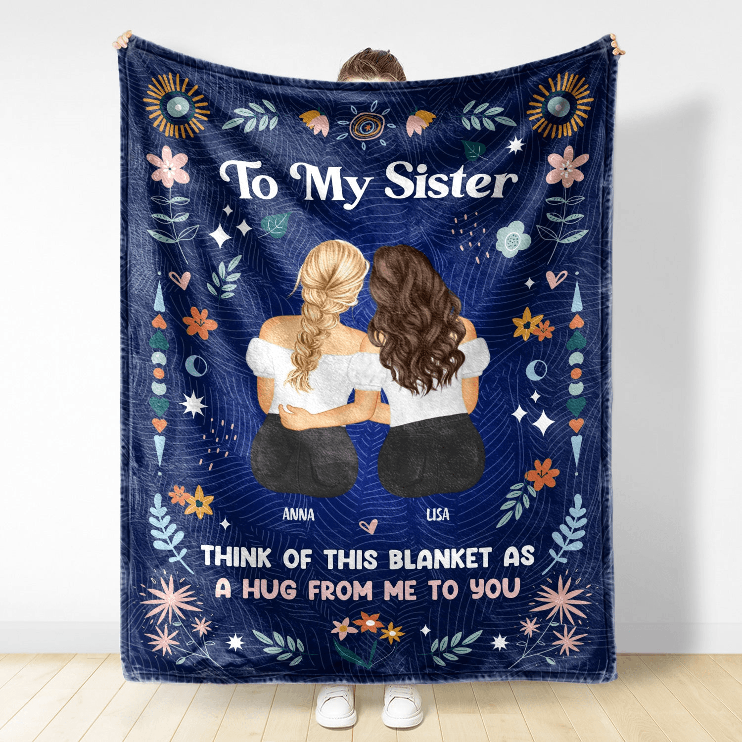 Think Of This Blanket As A Hug - Personalized Custom Blanket - Gift For Her, Besties, Friends, Sister, Soul Sisters