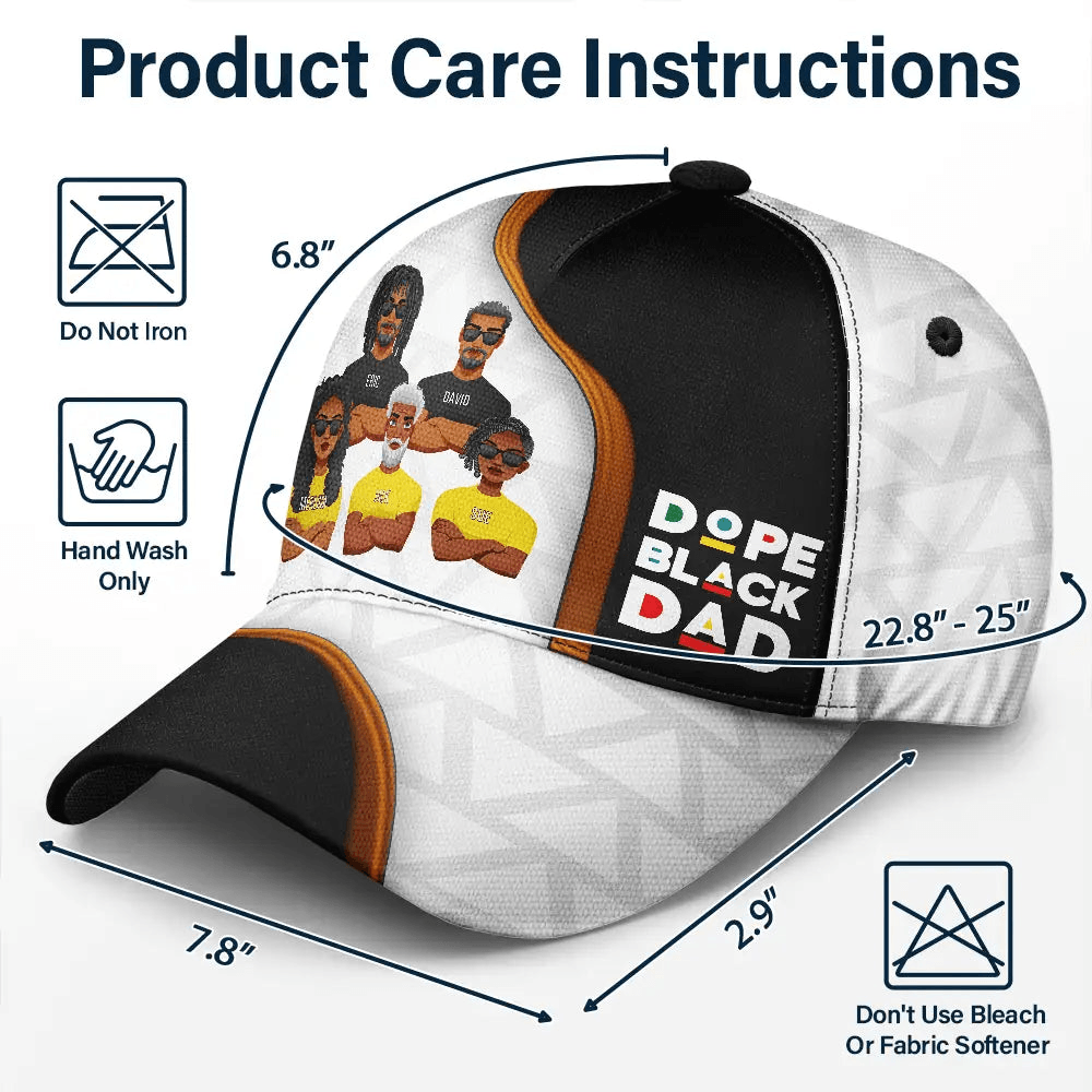 Dope Black Dad - Custom Classic Cap - Personalized Gift for Black History Month, Father's Day, Juneteenth | African American