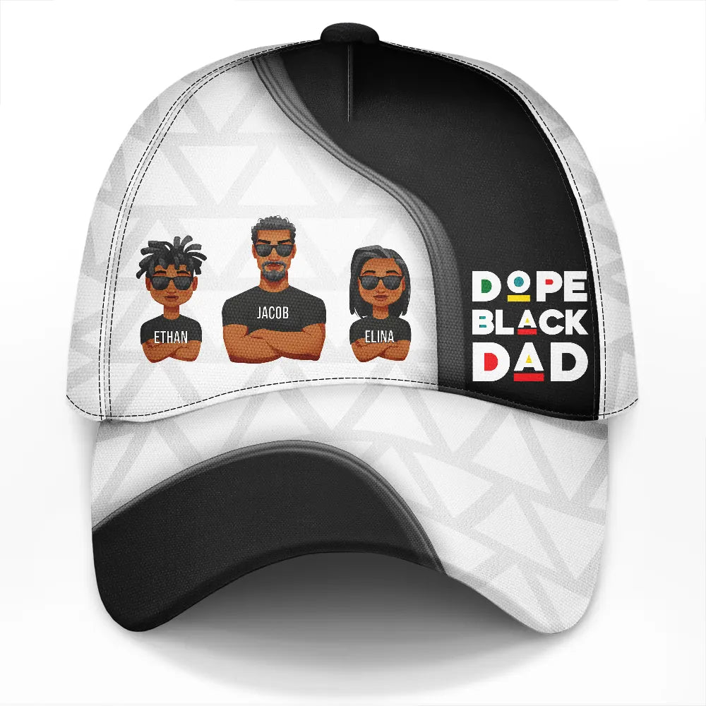 Dope Black Dad White Dad - Personalized Classic Cap - Father's Day Gift for Dad, Papa, Grandpa, Daddy, Dada