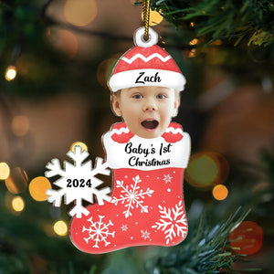 Custom Photo Baby's 1st Christmas - Personalized Cutout Acrylic Ornament