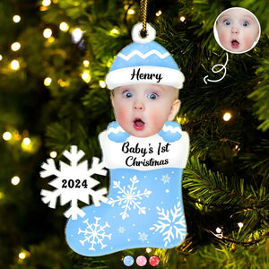 Custom Photo Baby's 1st Christmas - Personalized Cutout Acrylic Ornament