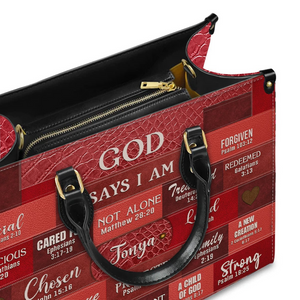 Christianartbag God Says I Am Red - Personalized Leather Handbag - Gift For Women, Christian Gift