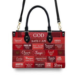 Christianartbag God Says I Am Red - Personalized Leather Handbag - Gift For Women, Christian Gift