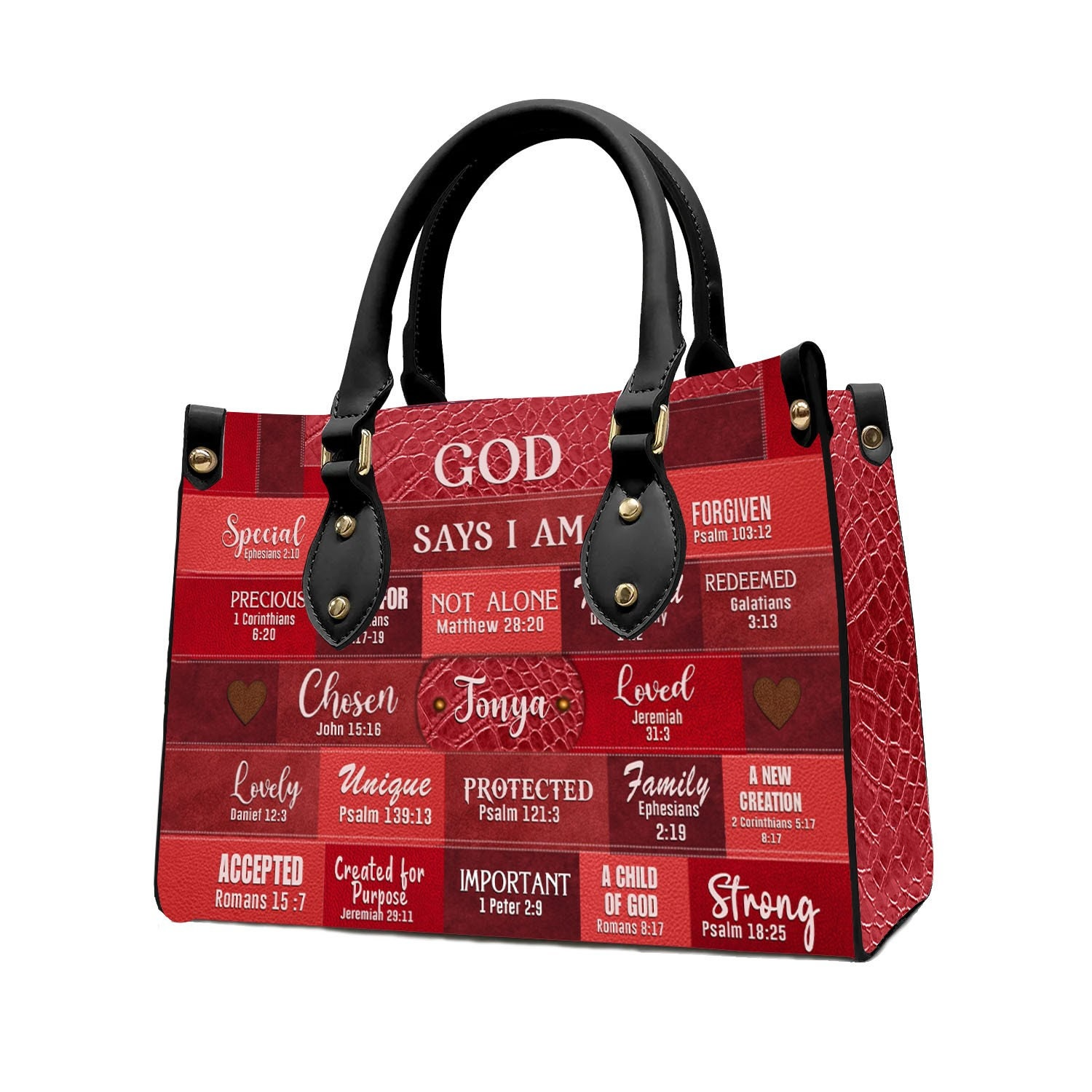 Christianartbag God Says I Am Red - Personalized Leather Handbag - Gift For Women, Christian Gift