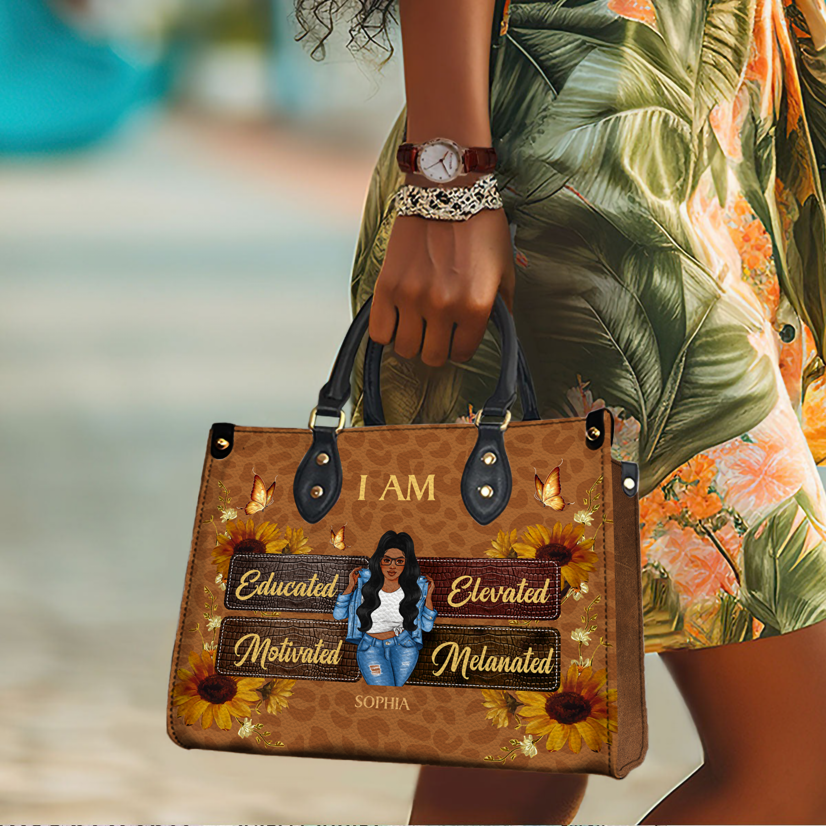 I Am Educated, Melanated - Custom Handbag - Personalized Gift For Black Girl, Women, Wife, Mom, Black History Month, Juneteenth | African American