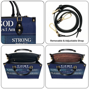 Christianartbag God Says I Am Blue - Personalized Leather Handbag - Gift For Women, Christian Gift