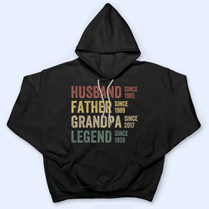 Husband, Father, Grandpa, Legend: The Journey of a Lifetime - Personalized Custom Year T Shirt - Father's Day, Birthday Gift for Dad, Grandpa, Husband, Daddy, Dada, Papa, Dad Jokes - Suzitee Store