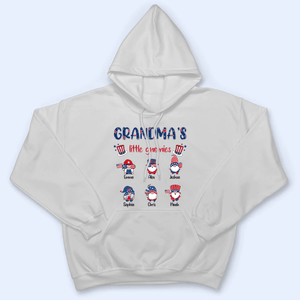 Grandma's Little Gnomies Happy Fourth 4th Of July - Personalized Custom Kids Names T Shirt - Independence Day, Birthday, Loving, Funny Gift for Patriotic Grandma/Nana/Mimi, Mom, Wife, Grandparent